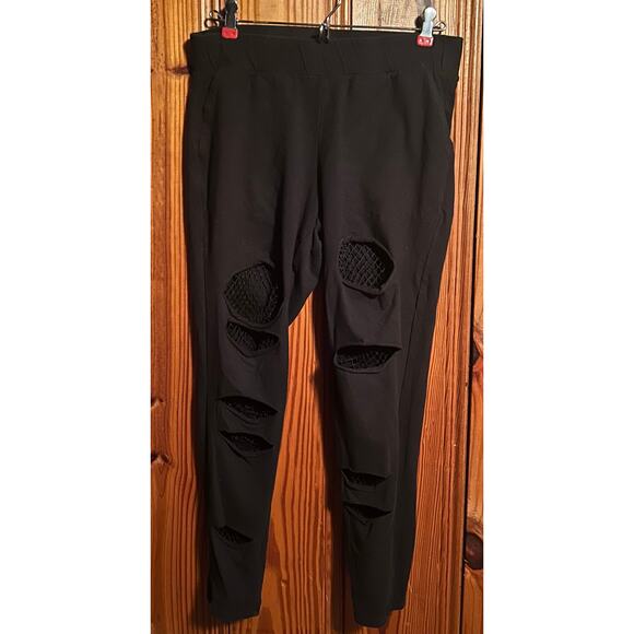 Torrid Full-Length Mesh Slit Pocket Legging fishnet black size 1/XL - Picture 2 of 4